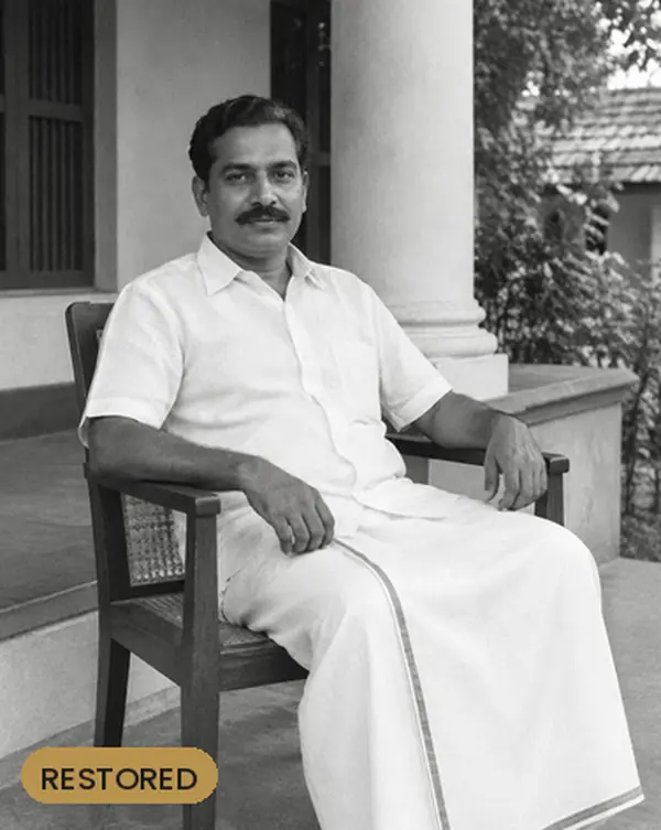 Portrait on the veranda, restored