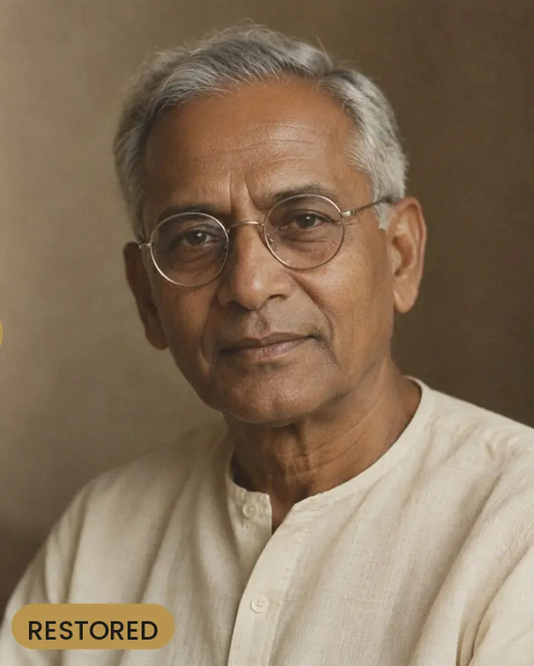 Black and white portrait, restored