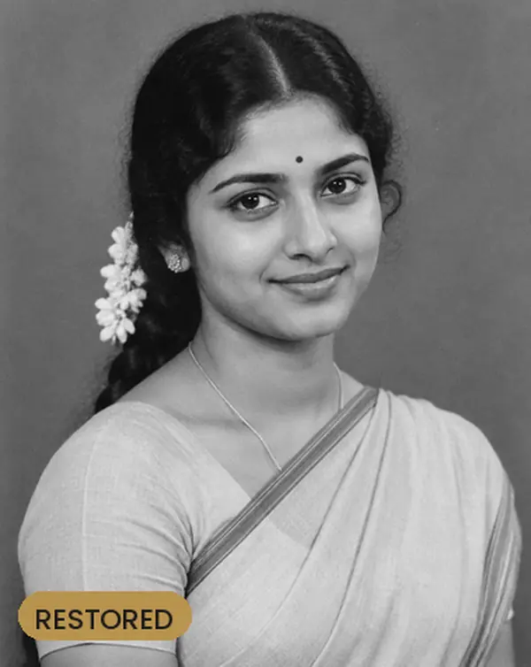 Faded studio portrait, restored