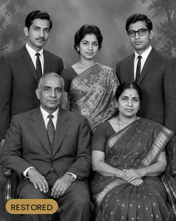 Family group portrait, restored