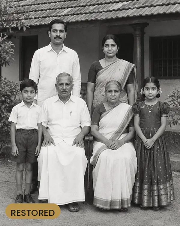 Kerala family group, restored